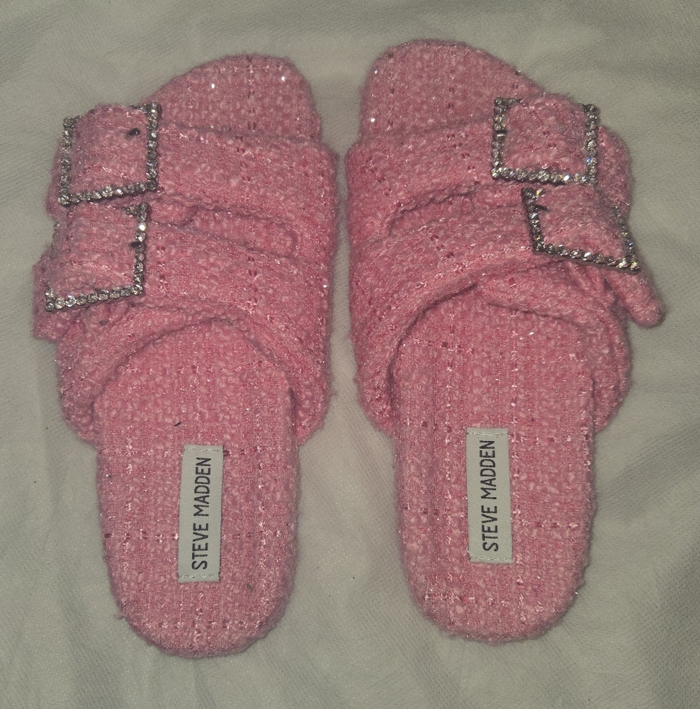 Steve Madden Pink Textured Slide Sandals